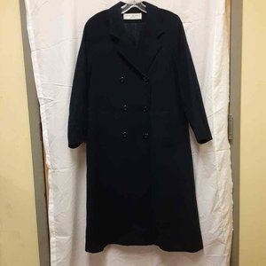 Bert Newman Womens Trench Coat Blue Wool Double Br